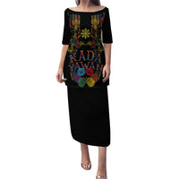 Philippines Kadayawan Festival Family Matching Puletasi and Hawaiian Shirt Polynesian Tribal Art Barong Style LT03 Mom's Dress Black - Polynesian Pride