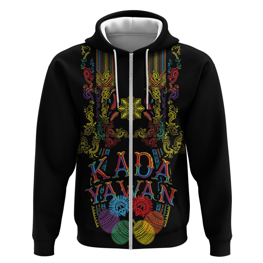Philippines Kadayawan Festival Hoodie Polynesian Tribal Art Barong Style LT03 Zip Hoodie Black - Polynesian Pride