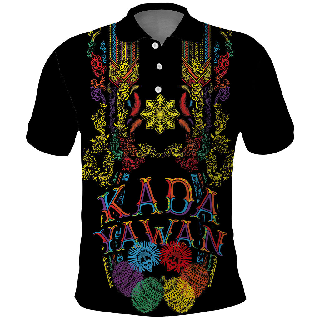 Philippines Kadayawan Festival Polo Shirt Polynesian Tribal Art Barong Style LT03 Black - Polynesian Pride