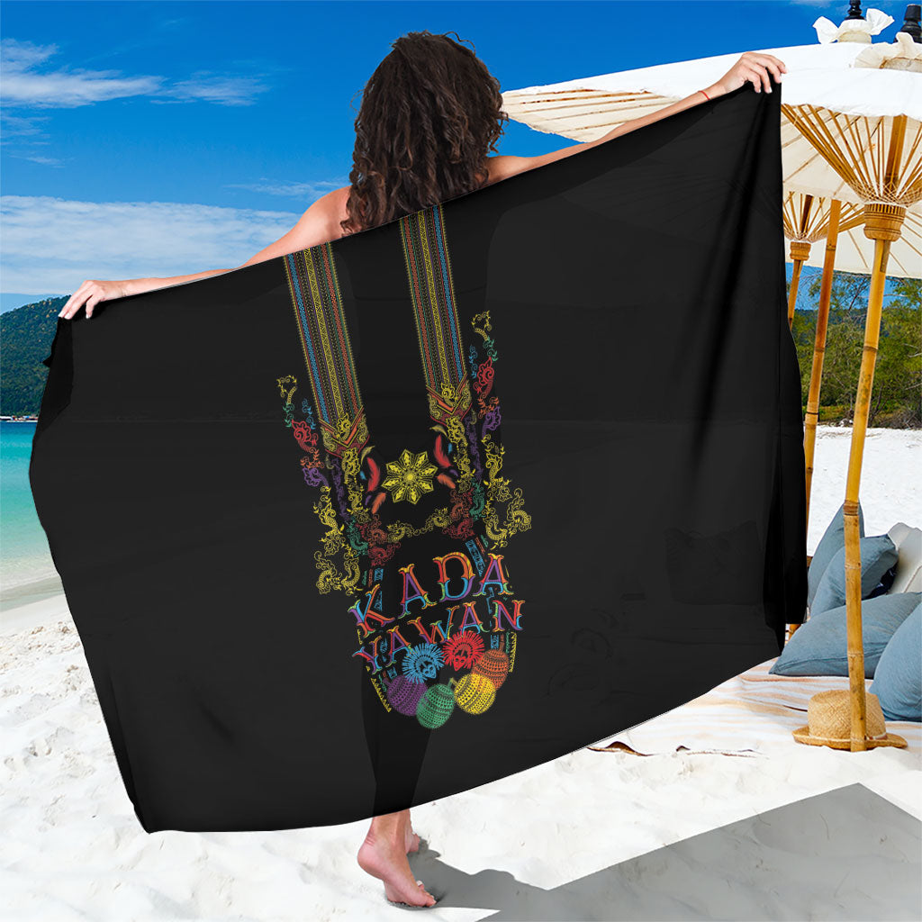 Philippines Kadayawan Festival Sarong Polynesian Tribal Art Barong Style LT03 One Size 44 x 66 inches Black - Polynesian Pride