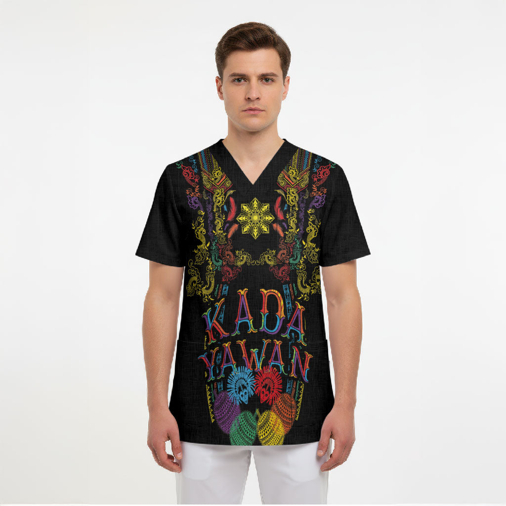 Philippines Kadayawan Festival Scrub Top Polynesian Tribal Art Barong Style LT03 - Polynesian Pride