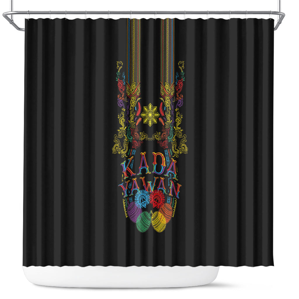 Philippines Kadayawan Festival Shower Curtain Polynesian Tribal Art Barong Style LT03 Black - Polynesian Pride