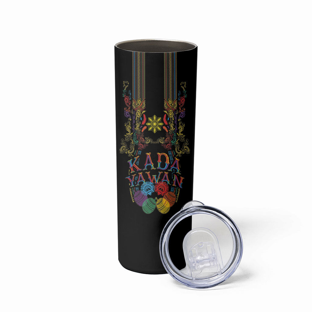 Philippines Kadayawan Festival Skinny Tumbler Polynesian Tribal Art Barong Style LT03 - Polynesian Pride