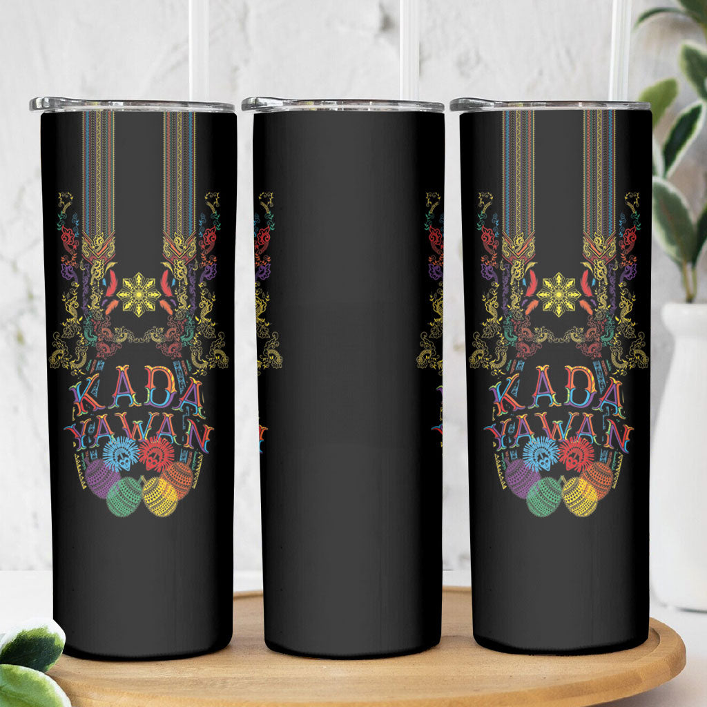 Philippines Kadayawan Festival Skinny Tumbler Polynesian Tribal Art Barong Style LT03 - Polynesian Pride