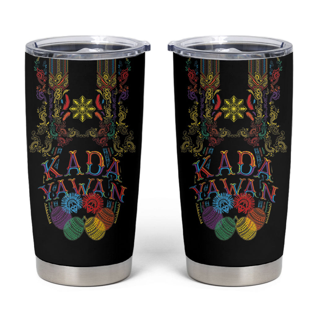 Philippines Kadayawan Festival Tumbler Cup Polynesian Tribal Art Barong Style LT03 Black - Polynesian Pride