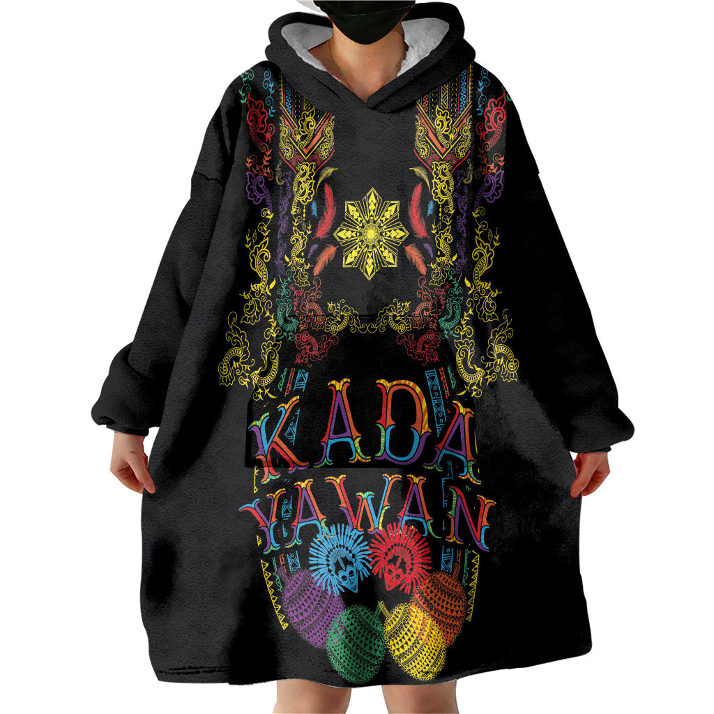 Philippines Kadayawan Festival Wearable Blanket Hoodie Polynesian Tribal Art Barong Style LT03 - Polynesian Pride