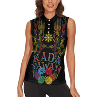 Philippines Kadayawan Festival Women Sleeveless Polo Shirt Polynesian Tribal Art Barong Style LT03 - Polynesian Pride