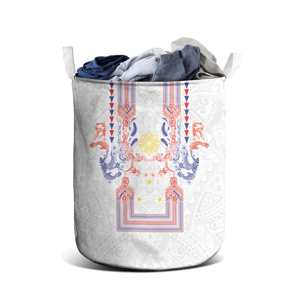 Philippines Barong Style Laundry Basket Polynesian Kakau Art Tattoos with Tribal Filipino Sun