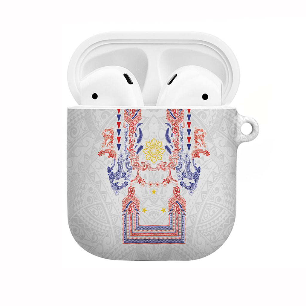 Philippines Barong Style AirPods Case Polynesian Kakau Art Tattoos with Tribal Filipino Sun LT03 White - Polynesian Pride