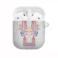 Philippines Barong Style AirPods Case Polynesian Kakau Art Tattoos with Tribal Filipino Sun LT03 White - Polynesian Pride