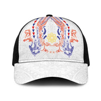 Philippines Barong Style Baseball Net Cap Polynesian Kakau Art Tattoos with Tribal Filipino Sun LT03 One Size Black White - Polynesian Pride
