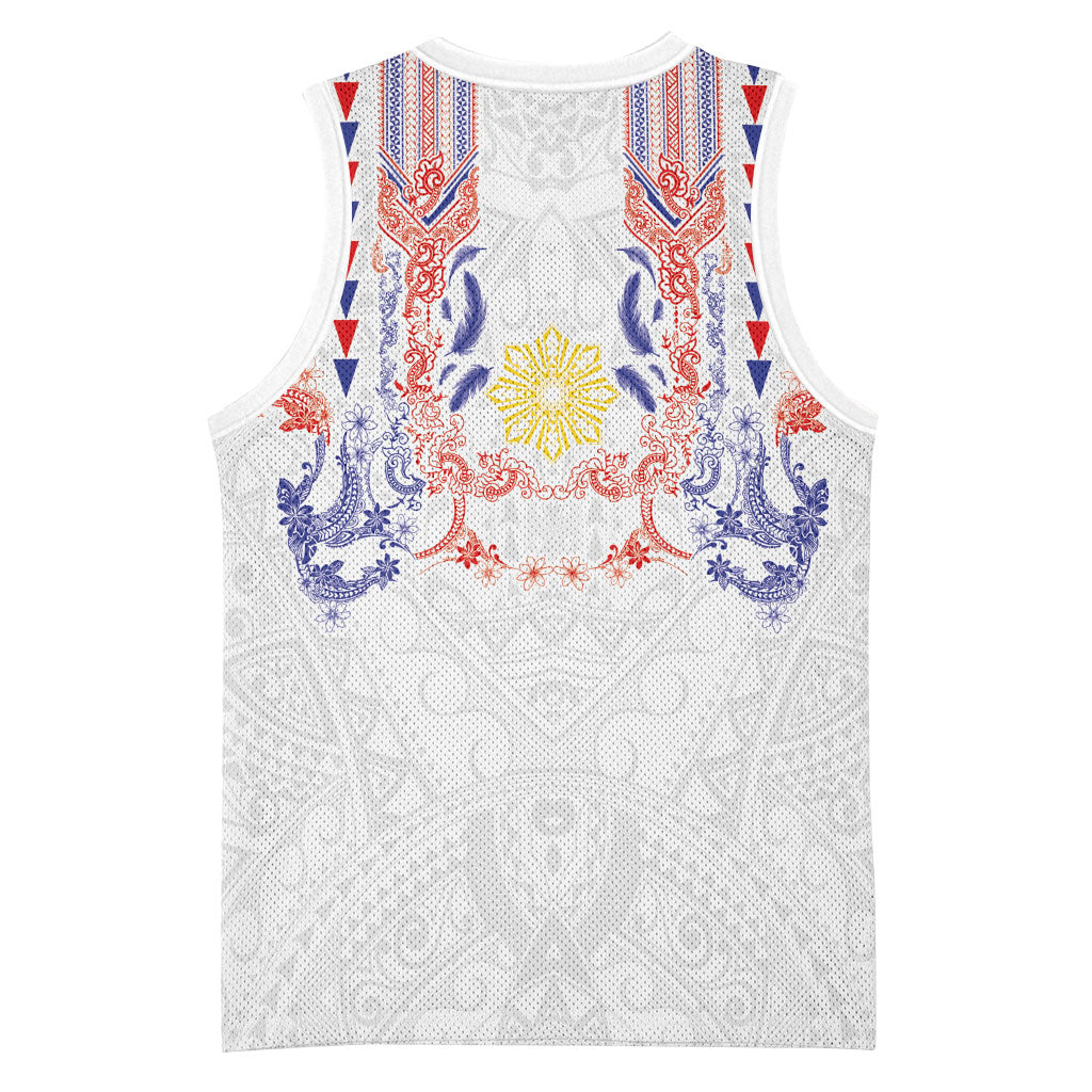 Philippines Barong Style Basketball Jersey Polynesian Kakau Art Tattoos with Tribal Filipino Sun LT03 - Polynesian Pride
