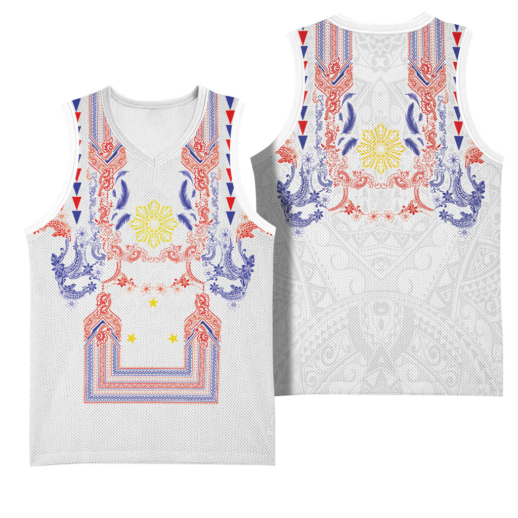Philippines Barong Style Basketball Jersey Polynesian Kakau Art Tattoos with Tribal Filipino Sun LT03 - Polynesian Pride