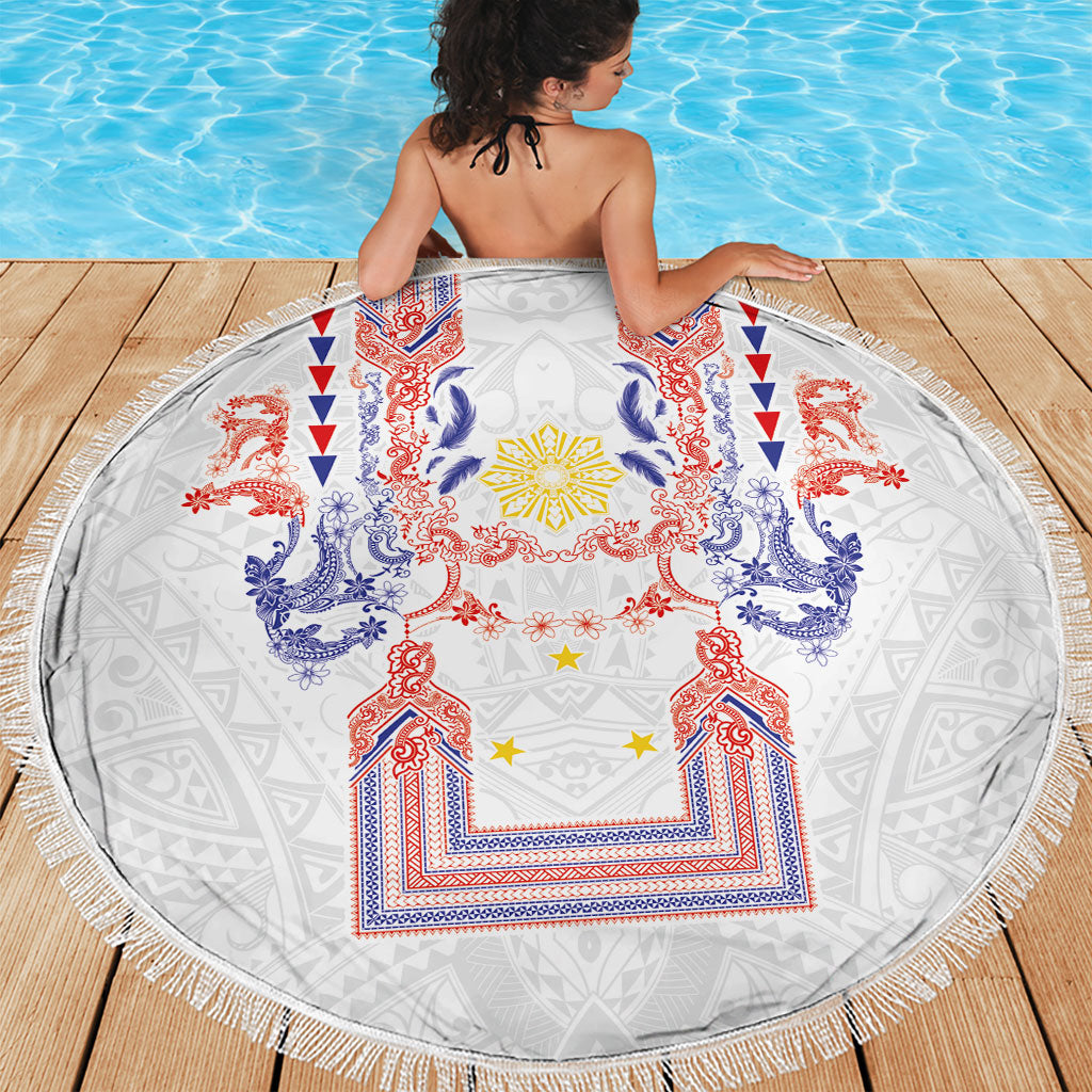Philippines Barong Style Beach Blanket Polynesian Kakau Art Tattoos with Tribal Filipino Sun