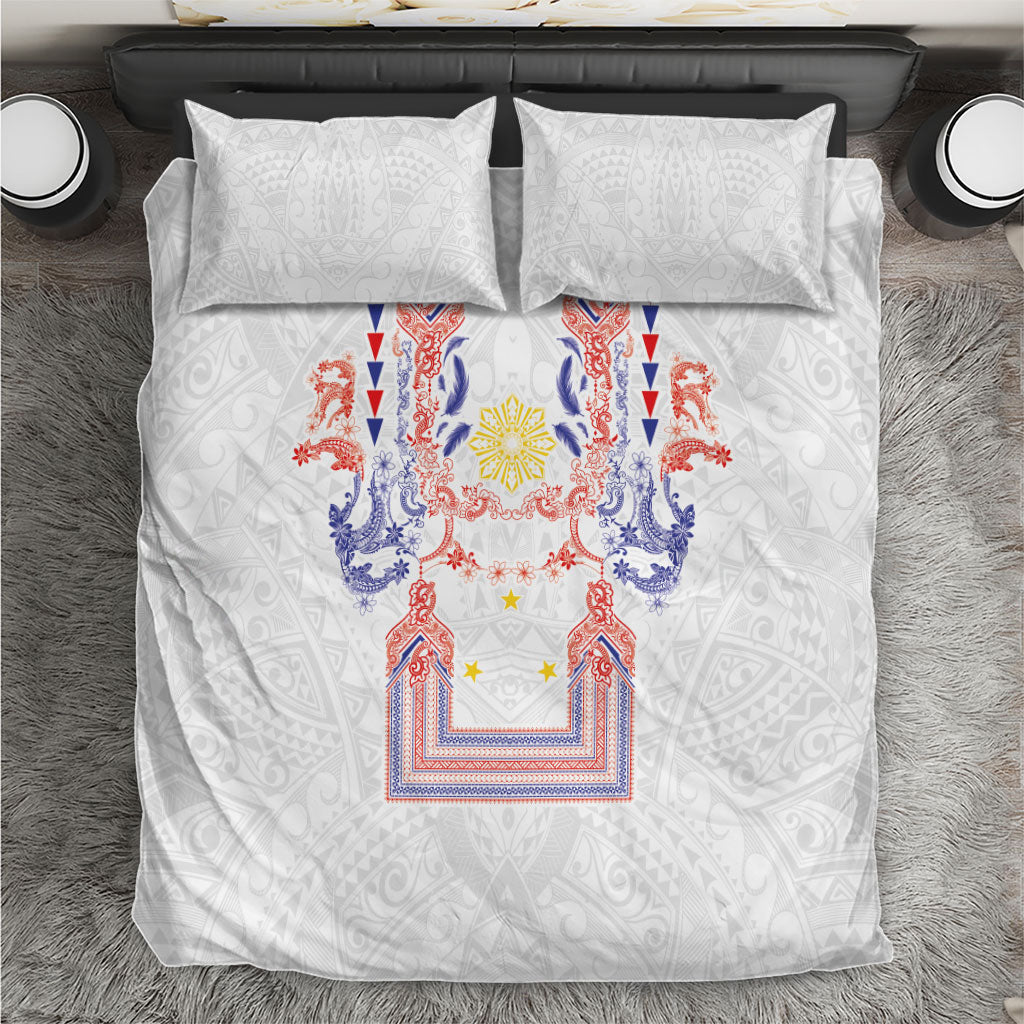 Philippines Barong Style Bedding Set Polynesian Kakau Art Tattoos with Tribal Filipino Sun LT03 White - Polynesian Pride