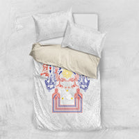 Philippines Barong Style Bedding Set Polynesian Kakau Art Tattoos with Tribal Filipino Sun LT03 US Twin 172cm x 218cm White - Polynesian Pride
