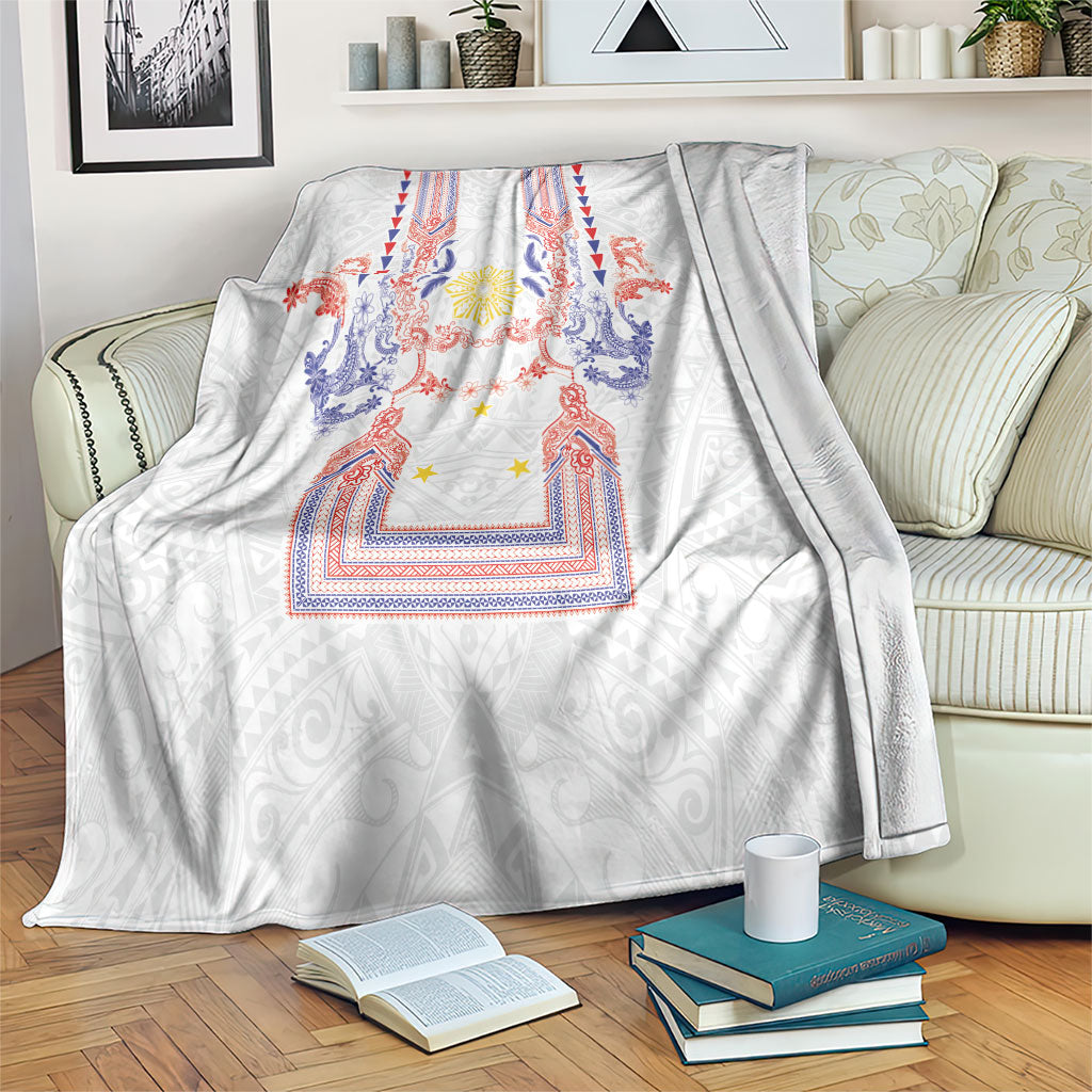Philippines Barong Style Blanket Polynesian Kakau Art Tattoos with Tribal Filipino Sun LT03 White - Polynesian Pride