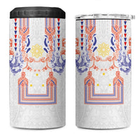 Philippines Barong Style 4 in 1 Can Cooler Tumbler Polynesian Kakau Art Tattoos with Tribal Filipino Sun LT03 One Size: 16 oz White - Polynesian Pride
