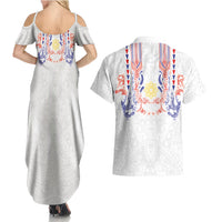 Philippines Barong Style Couples Matching Summer Maxi Dress and Hawaiian Shirt Polynesian Kakau Art Tattoos with Tribal Filipino Sun LT03 - Polynesian Pride