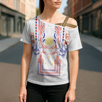 Philippines Barong Style Cross Shoulder Shirt Polynesian Kakau Art Tattoos with Tribal Filipino Sun LT03 - Polynesian Pride