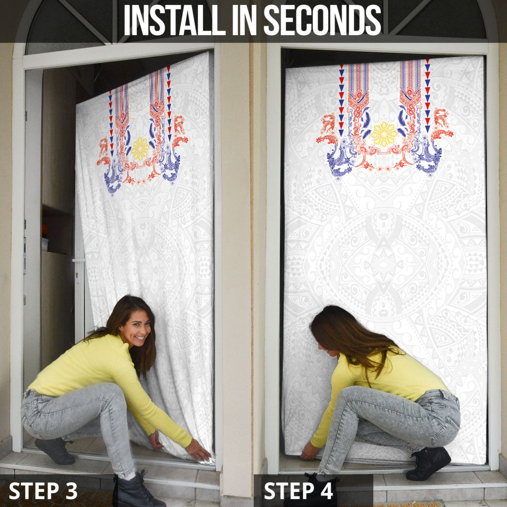 Philippines Barong Style Door Cover Polynesian Kakau Art Tattoos with Tribal Filipino Sun LT03 - Polynesian Pride