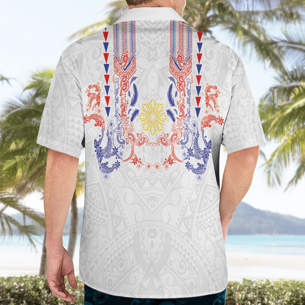 Philippines Barong Style Hawaiian Shirt Polynesian Kakau Art Tattoos with Tribal Filipino Sun LT03 - Polynesian Pride