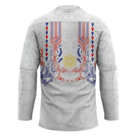 Philippines Barong Style Hockey Jersey Polynesian Kakau Art Tattoos with Tribal Filipino Sun LT03 - Polynesian Pride