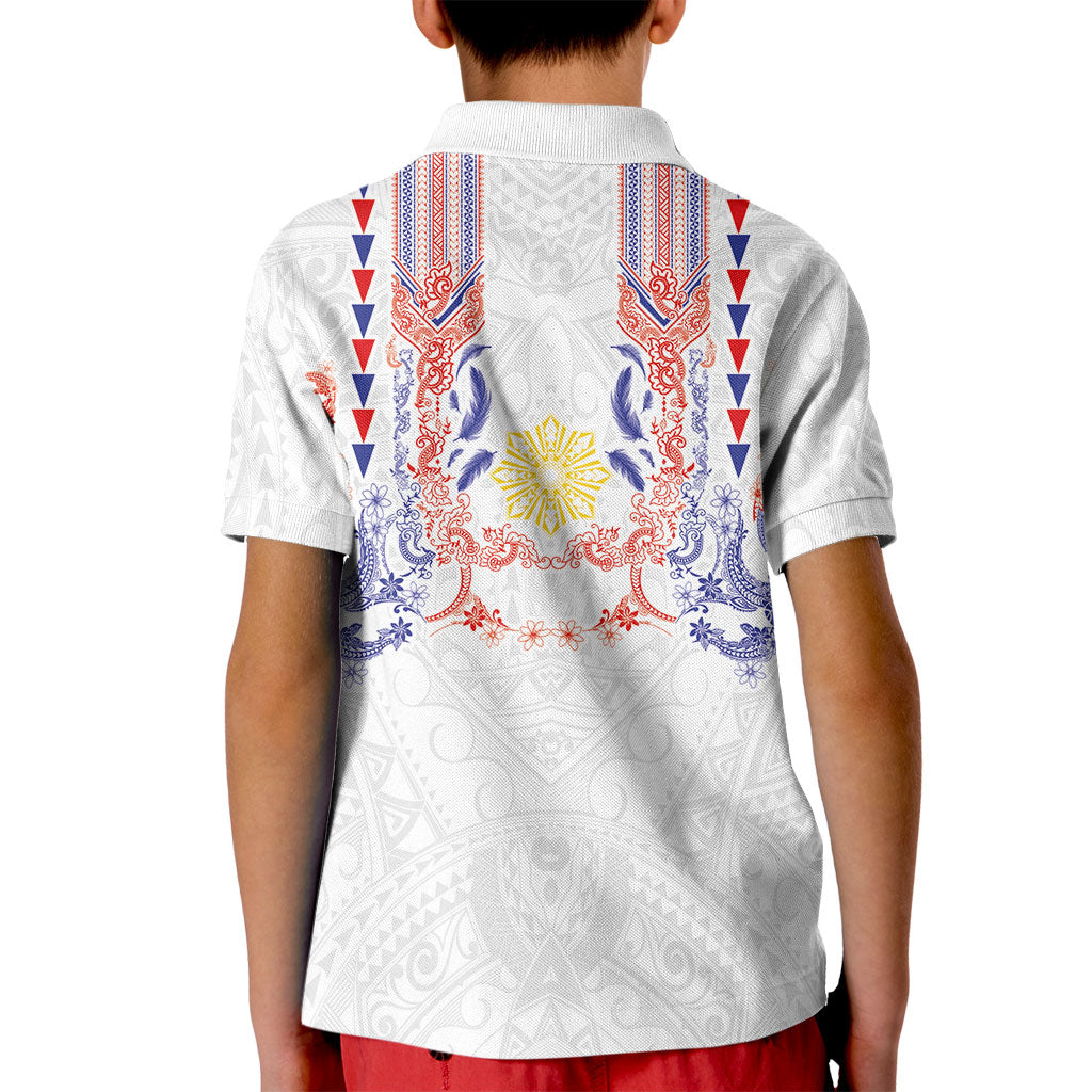 Philippines Barong Style Kid Polo Shirt Polynesian Kakau Art Tattoos with Tribal Filipino Sun LT03 - Polynesian Pride