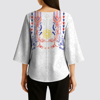 Philippines Barong Style Kimono Sleeve Blouse Polynesian Kakau Art Tattoos with Tribal Filipino Sun LT03 - Polynesian Pride