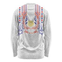 Philippines Barong Style Long Sleeve Shirt Polynesian Kakau Art Tattoos with Tribal Filipino Sun