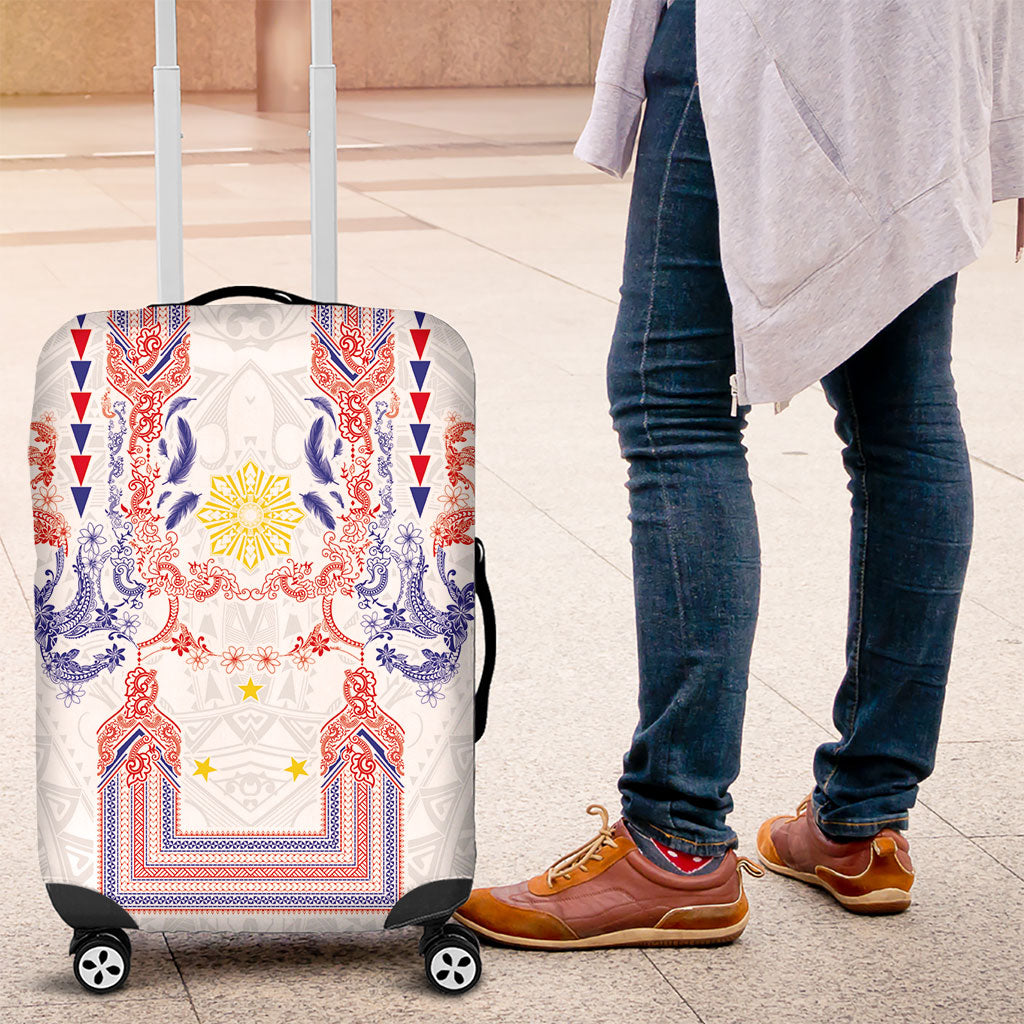 Philippines Barong Style Luggage Cover Polynesian Kakau Art Tattoos with Tribal Filipino Sun LT03 White - Polynesian Pride
