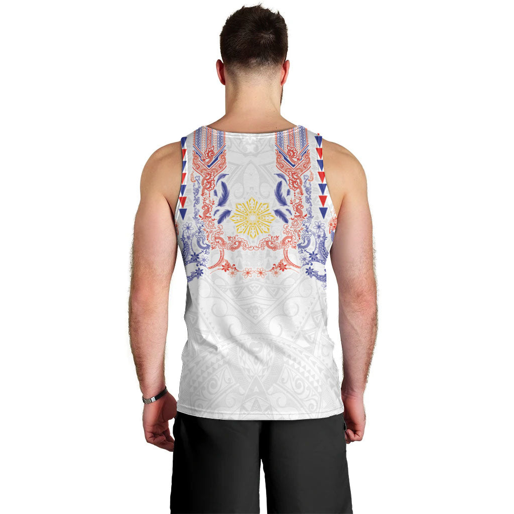 Philippines Barong Style Men Tank Top Polynesian Kakau Art Tattoos with Tribal Filipino Sun LT03 - Polynesian Pride