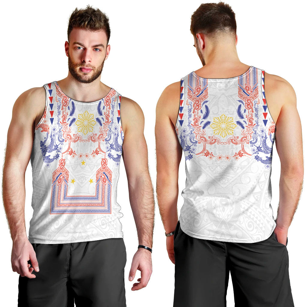 Philippines Barong Style Men Tank Top Polynesian Kakau Art Tattoos with Tribal Filipino Sun LT03 - Polynesian Pride