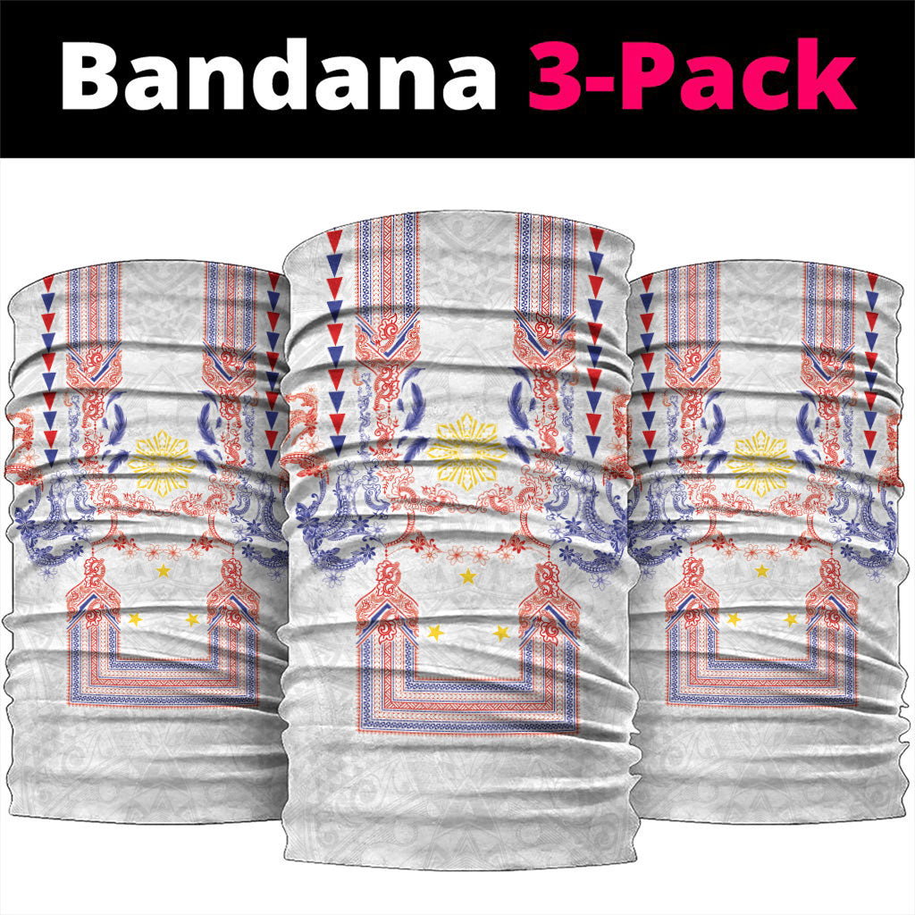 Philippines Barong Style Neck Gaiter Polynesian Kakau Art Tattoos with Tribal Filipino Sun LT03 package One Size: 25*50cm White - Polynesian Pride