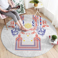 Philippines Barong Style Round Carpet Polynesian Kakau Art Tattoos with Tribal Filipino Sun