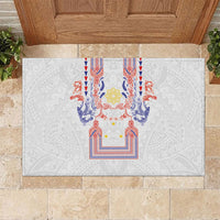 Philippines Barong Style Rubber Doormat Polynesian Kakau Art Tattoos with Tribal Filipino Sun