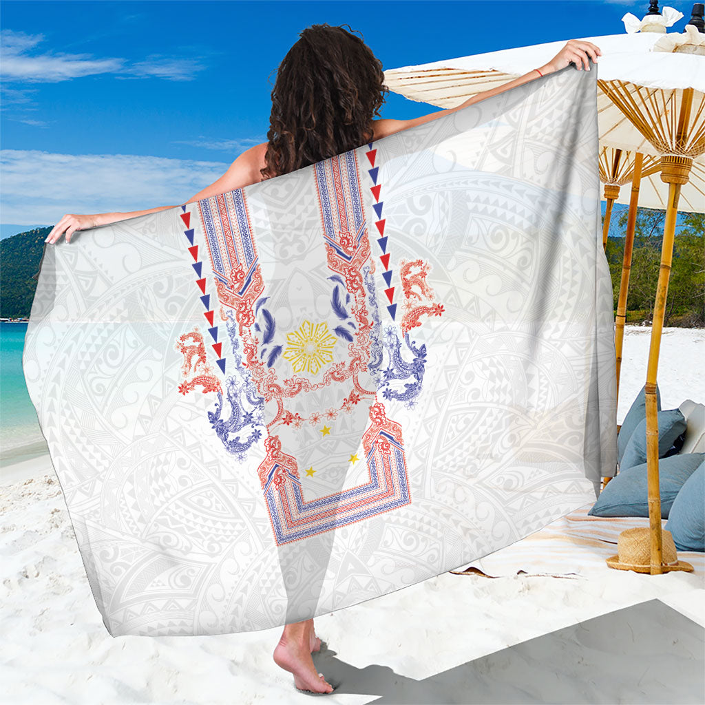 Philippines Barong Style Sarong Polynesian Kakau Art Tattoos with Tribal Filipino Sun LT03 One Size 44 x 66 inches White - Polynesian Pride