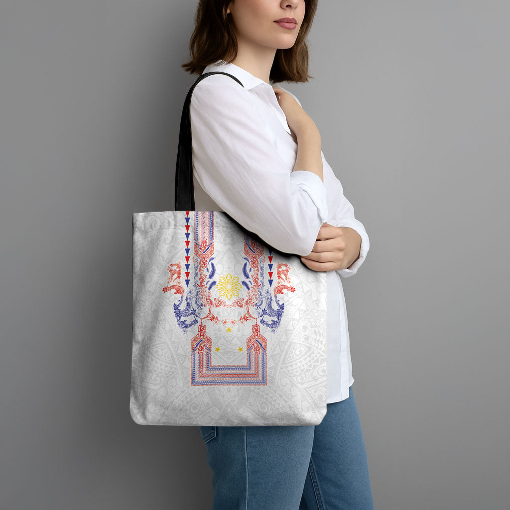 Philippines Barong Style Tote Bag Polynesian Kakau Art Tattoos with Tribal Filipino Sun LT03 - Polynesian Pride