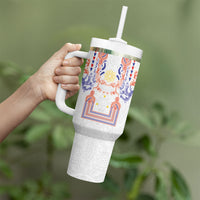 Philippines Barong Style Tumbler With Handle Polynesian Kakau Art Tattoos with Tribal Filipino Sun LT03 - Polynesian Pride