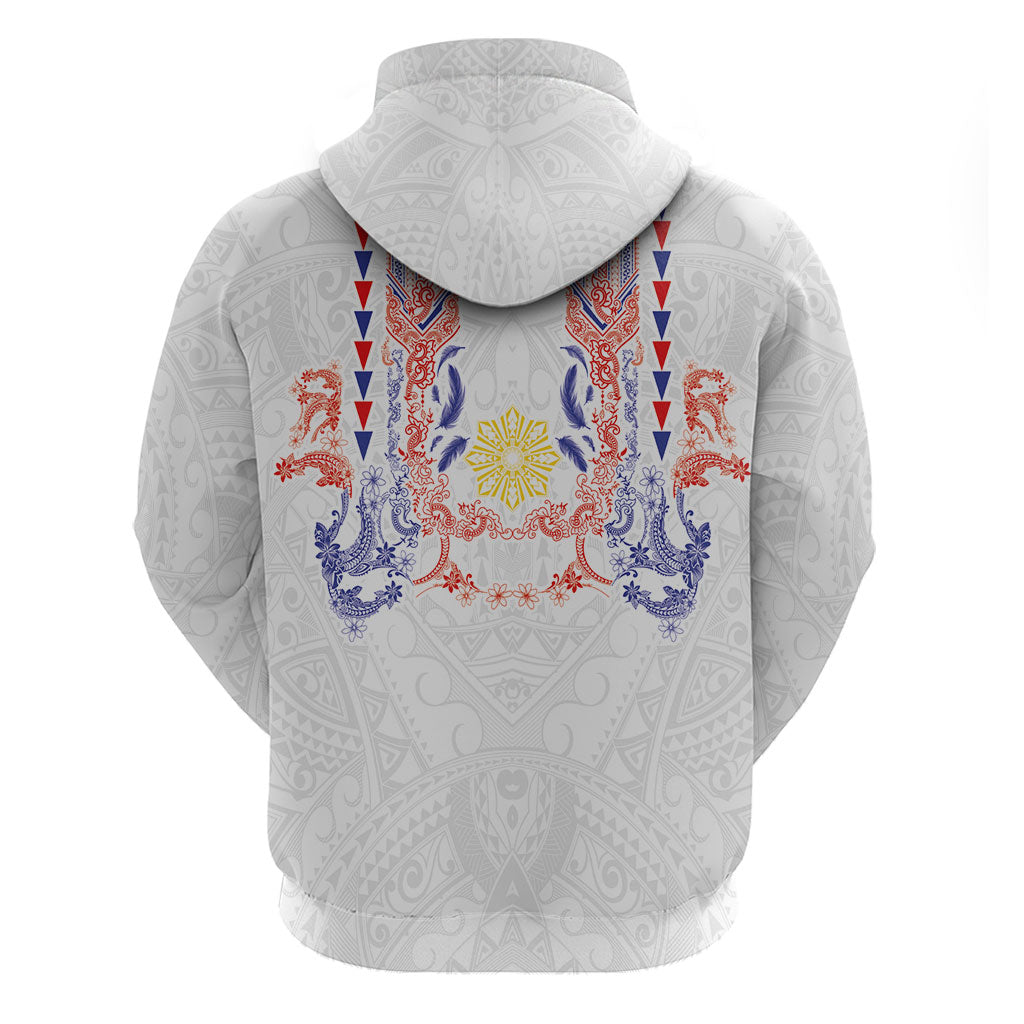 Philippines Barong Style Zip Hoodie Polynesian Kakau Art Tattoos with Tribal Filipino Sun LT03 - Polynesian Pride