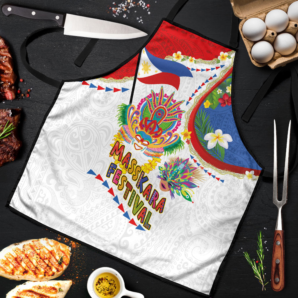 Philippines MassKara Festival Apron Smile Masks with Hawaiian Art Pattern and Tropical Plants LT03 Multicolor - Polynesian Pride