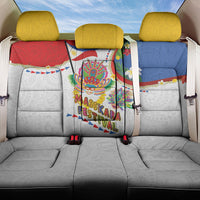 Philippines MassKara Festival Back Car Seat Cover Smile Masks with Hawaiian Art Pattern and Tropical Plants LT03 One Size Multicolor - Polynesian Pride