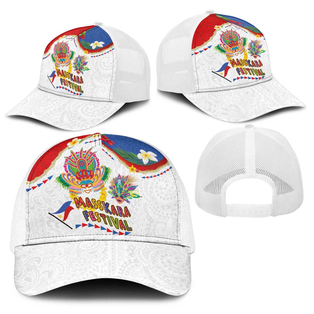 Philippines MassKara Festival Baseball Net Cap Smile Masks with Hawaiian Art Pattern and Tropical Plants LT03 - Polynesian Pride