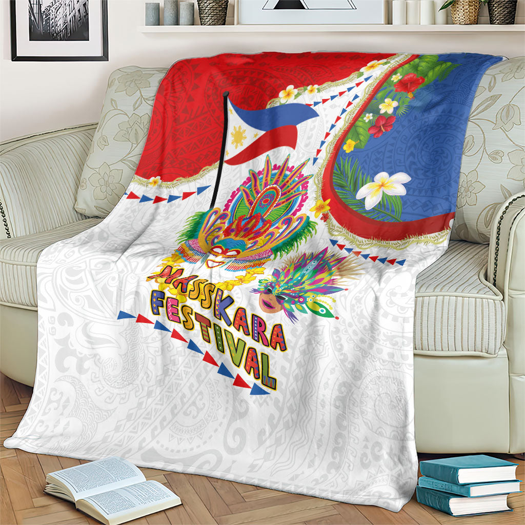 Philippines MassKara Festival Blanket Smile Masks with Hawaiian Art Pattern and Tropical Plants LT03 - Polynesian Pride