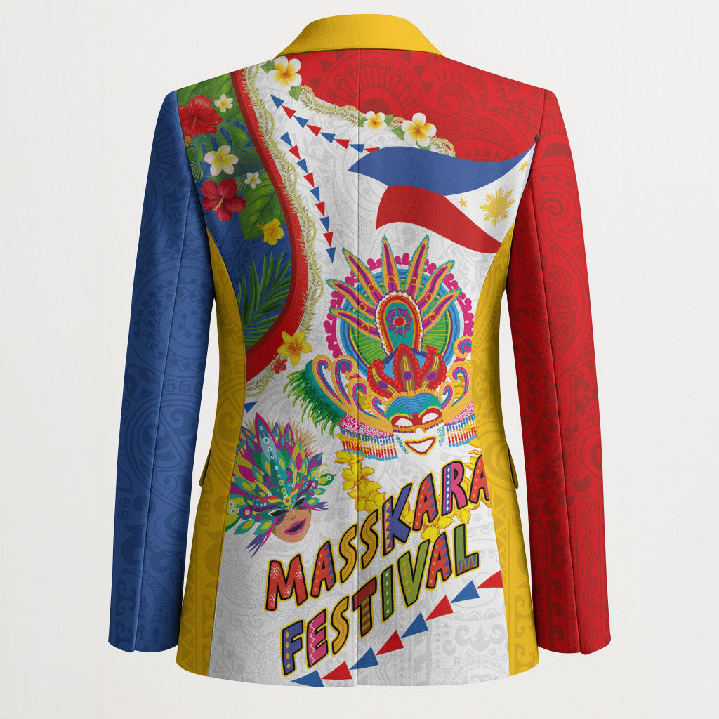 Philippines MassKara Festival Blazer Smile Masks with Hawaiian Art Pattern and Tropical Plants LT03 - Polynesian Pride