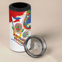 Philippines MassKara Festival 4 in 1 Can Cooler Tumbler Smile Masks with Hawaiian Art Pattern and Tropical Plants LT03 - Polynesian Pride