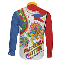 Philippines MassKara Festival Family Matching Puletasi and Hawaiian Shirt Smile Masks with Hawaiian Art Pattern and Tropical Plants LT03 - Polynesian Pride
