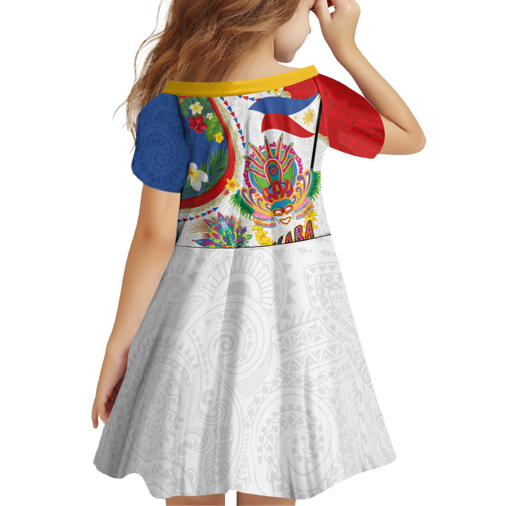 Philippines MassKara Festival Family Matching Tank Maxi Dress and Hawaiian Shirt Smile Masks with Hawaiian Art Pattern and Tropical Plants LT03 - Polynesian Pride