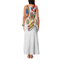 Philippines MassKara Festival Family Matching Tank Maxi Dress and Hawaiian Shirt Smile Masks with Hawaiian Art Pattern and Tropical Plants LT03 - Polynesian Pride