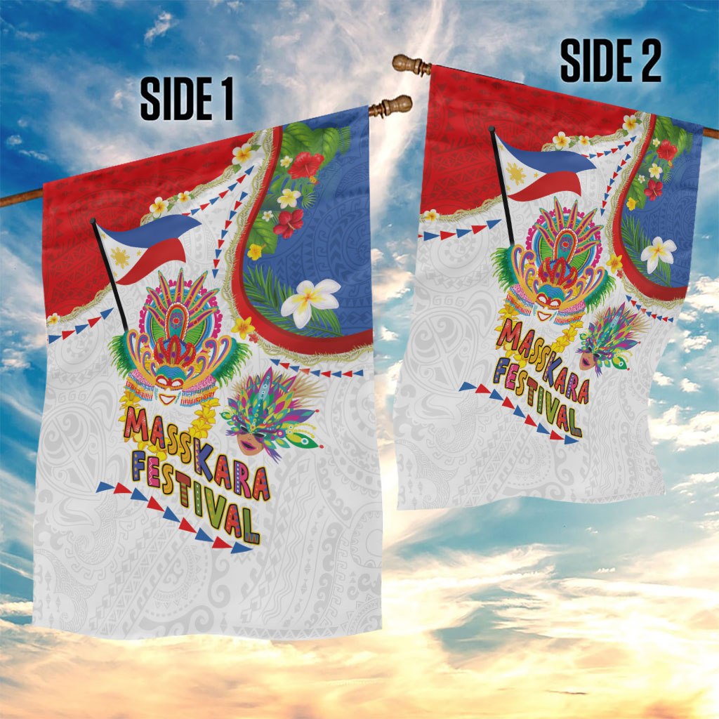 Philippines MassKara Festival Garden Flag Smile Masks with Hawaiian Art Pattern and Tropical Plants LT03 - Polynesian Pride